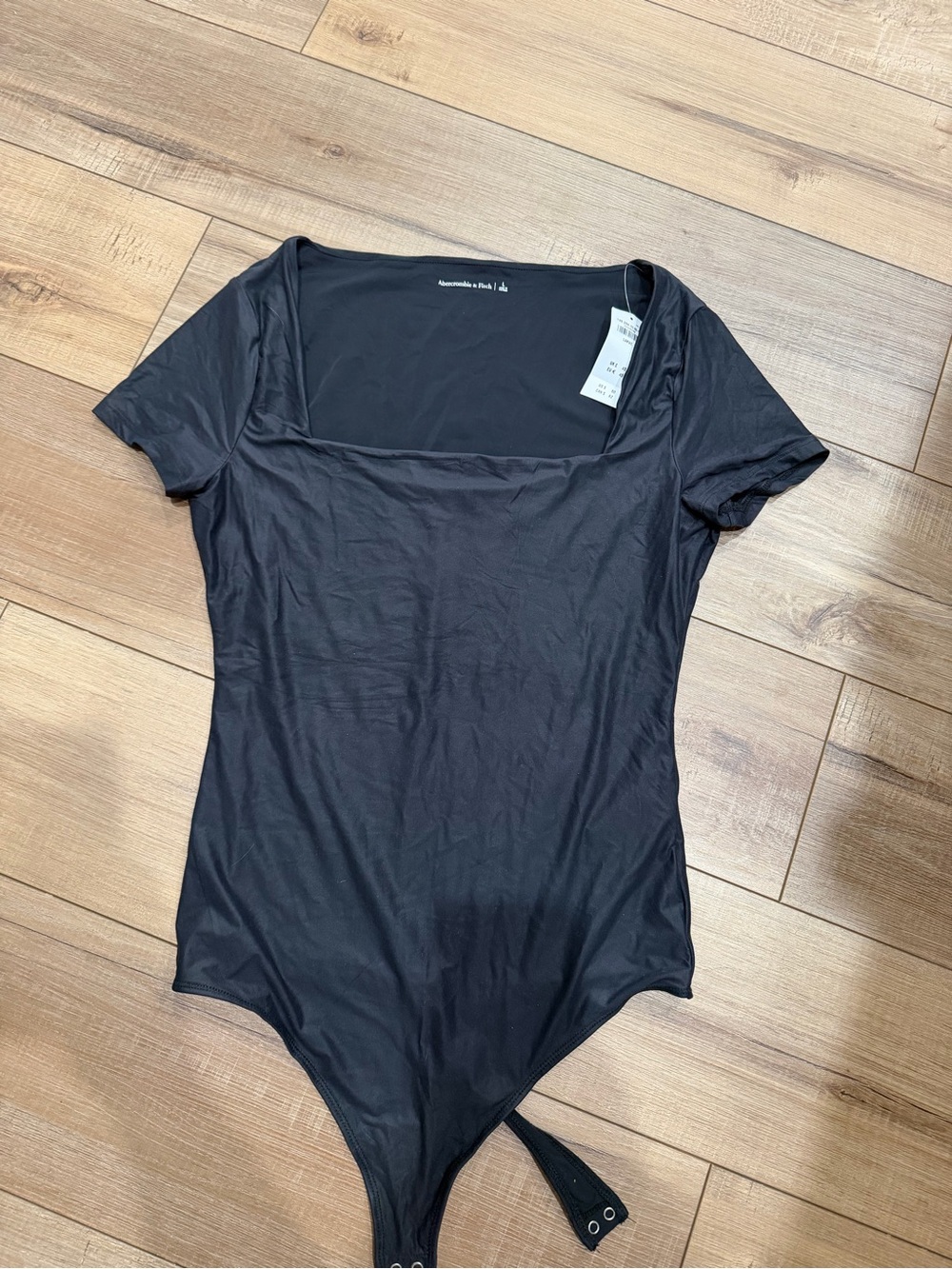 Abercrombie & Fitch Black Square-Neck Short-Sleeve Bodysuit